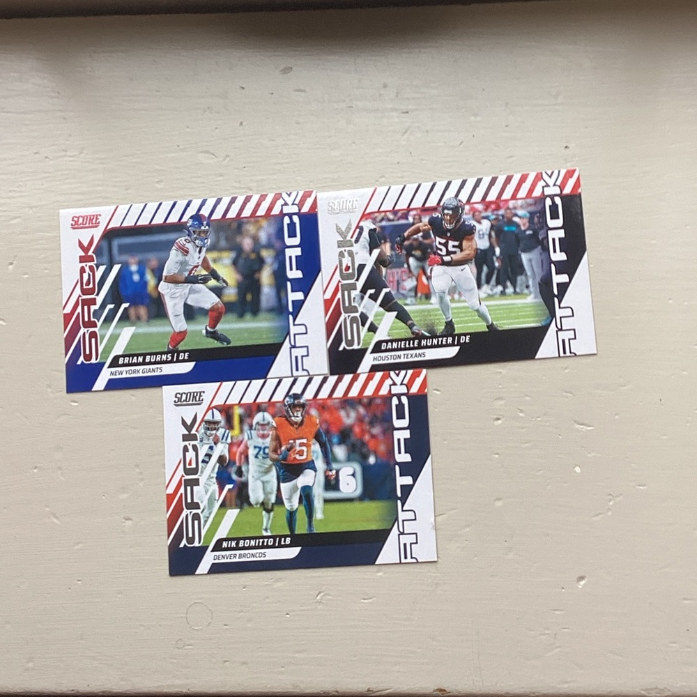 Sage Attack Football Cards - Red, Blue, White